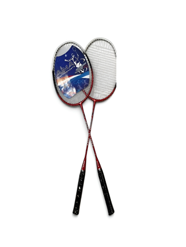AIMA Sports 8000 Badminton Racket Set of 2 with Carrying Case – Red & Black TV5843