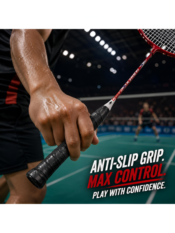 AIMA Sports 8000 Badminton Racket Set of 2 with Carrying Case – Red & Black TV5843