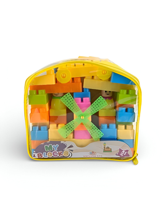 My Blocks 51-Piece Building Set for Toddlers - Colorful Educational Toy Blocks with Storage Bag LMI