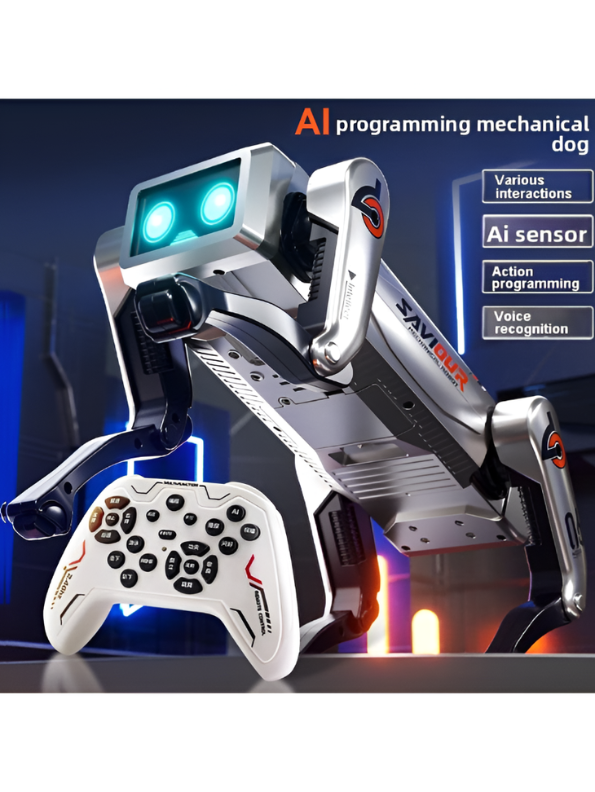 AI Smart Robot Dog Toy with Remote – 2.4GHz Programmable RC Mechanical Pet, Voice Recognition, Singing & Storytelling TV5678.