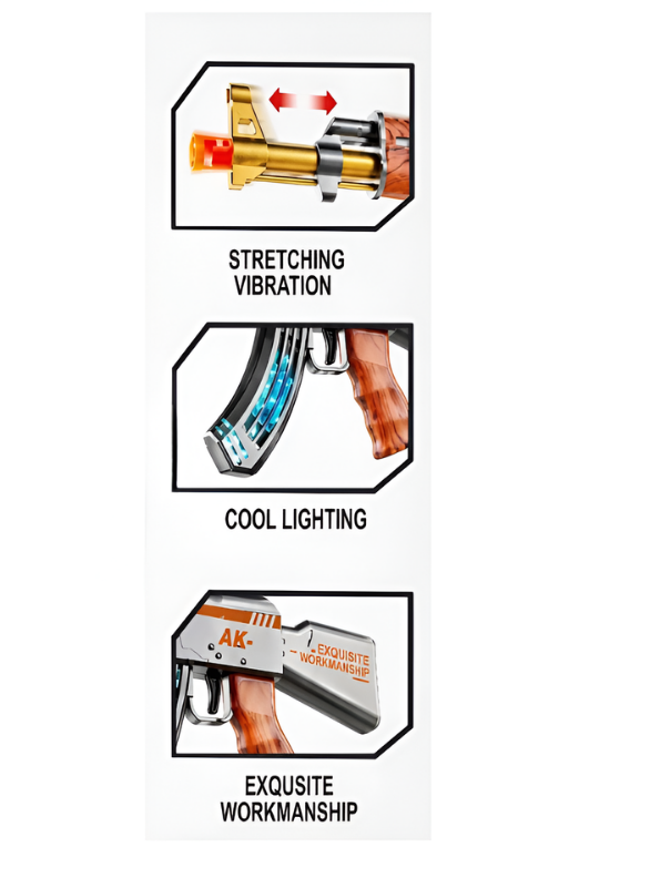 AK-47 Realistic Combat Toy Rifle with LED Lights & Sound – Ages 3+ MD450