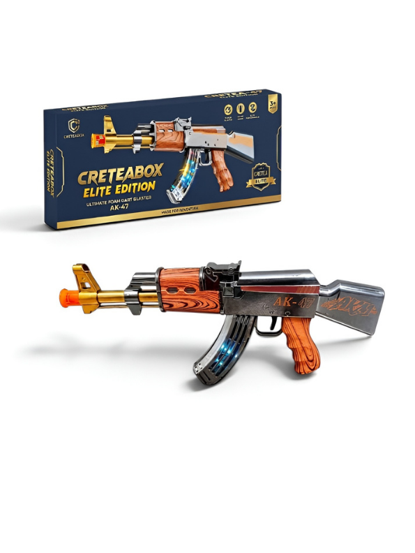 AK-47 Realistic Combat Toy Rifle with LED Lights & Sound – Ages 3+ MD450