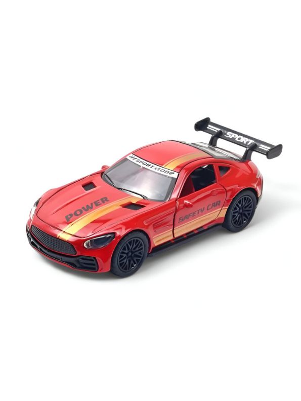 AMG GT Striped Sports Car – Metal Die-Cast Model Car for Kids & Collectors |  Yellow & Red High-Speed Luxury Vehicle Scale 1:36 TV6914.