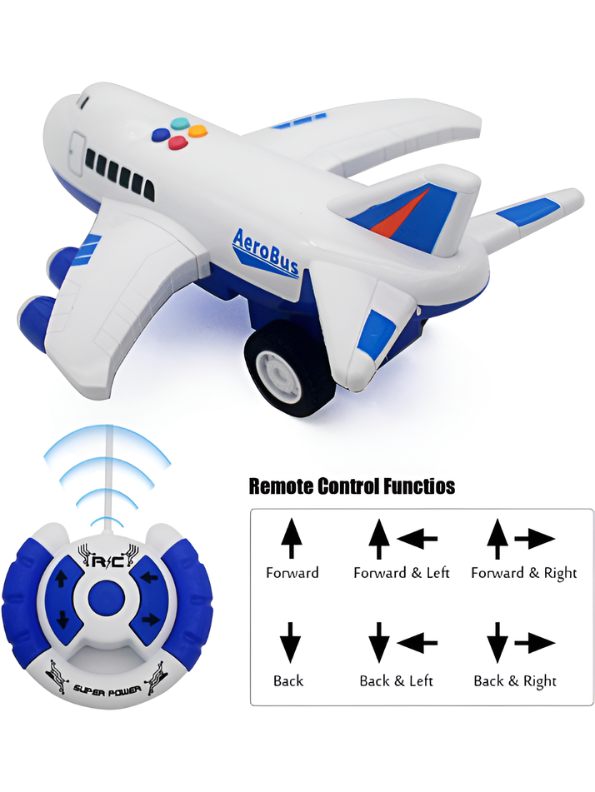 Large RC AeroBus Airliner Toy - My First Remote Control Airplane for Toddlers - Interactive Musical Aviation Set with LED Lights - Creative Birthday Gift for Aspiring Pilots and Kids TV1821