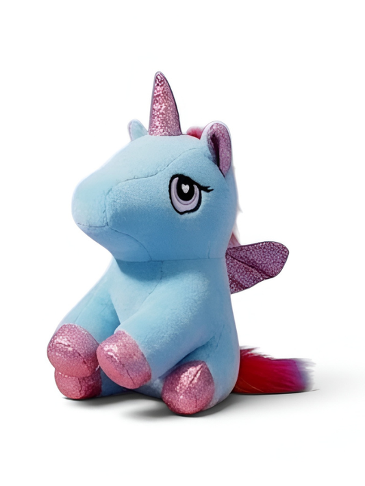 Cute Blue Unicorn Plush Toy 7-Inch – Cute Soft Magical Pegacorn Stuffed Animal with Glitter Horn, Wings & Rainbow Tail for Girls & Kids ST16033