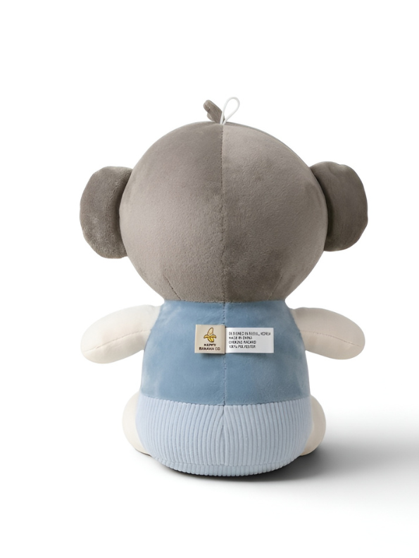 Cuddly Monkey Stuffed Toy with Banana Detail - 12-Inch Plush Soft Toy for Boys & Girls ( Grey & Blue ) LMI16680