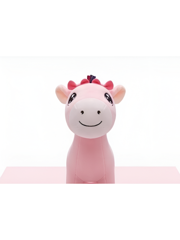 Premium 7-Inch Pink Donkey Plush Toy Cute Stuffed Animal with Embroidered Eyes & Festive Ribbon Mane Ultra-Soft Velvet Toy for Kids & Nursery Decor ST16517