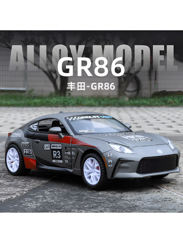 Toyota GR86 Drift Racing Alloy Model Car - 1:24 Scale Metal Diecast with Lights & Sound - Perfect Gift for Car Lovers and Collectors TV6078