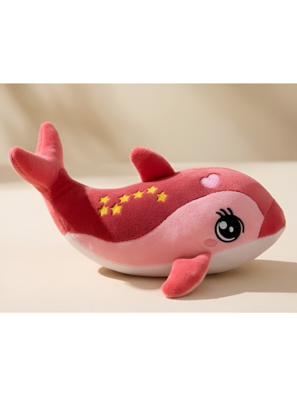 Adorable Pink Dolphin Stuffed Animal 7 Inch Soft Ocean Life Plushie with Embroidered Constellation Stars & Heart Cute Gift and Room Decor for Kids and Toddlers ST14866