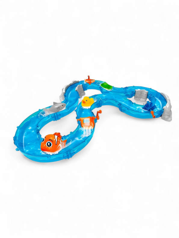 Ocean Track Park Water Playset for Toddlers – 93 Pcs DIY Construction Track with Marine Animals  "Enjoy Summer" Outdoor and Indoor Water Toy Set for Kids TV1656