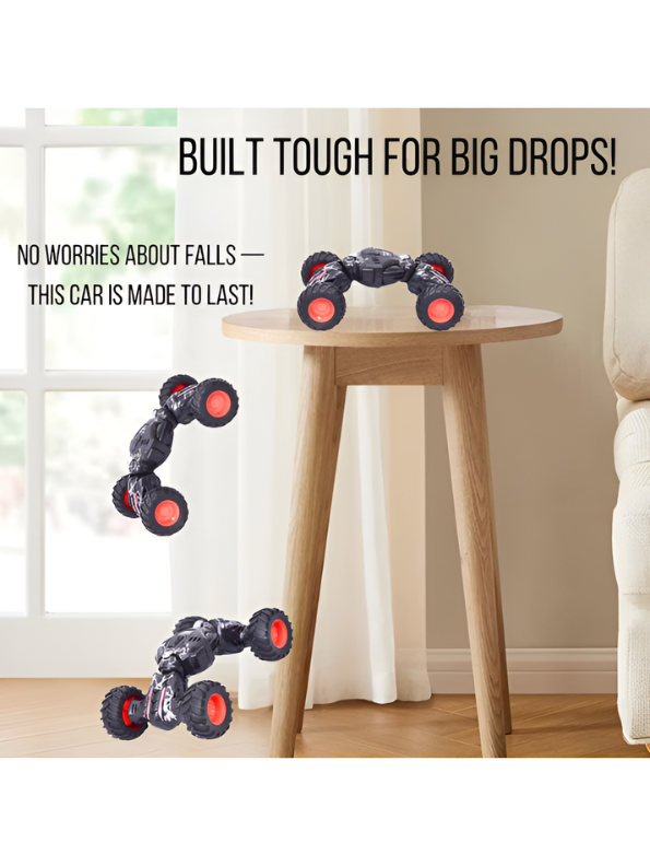 High-Speed RC Stunt Car for Kids - 360° Rotating Double-Sided Flip Off-Road Vehicle, 2.4GHz Remote Control Crawler Toy with All-Terrain Tires, Black & Red TV2053