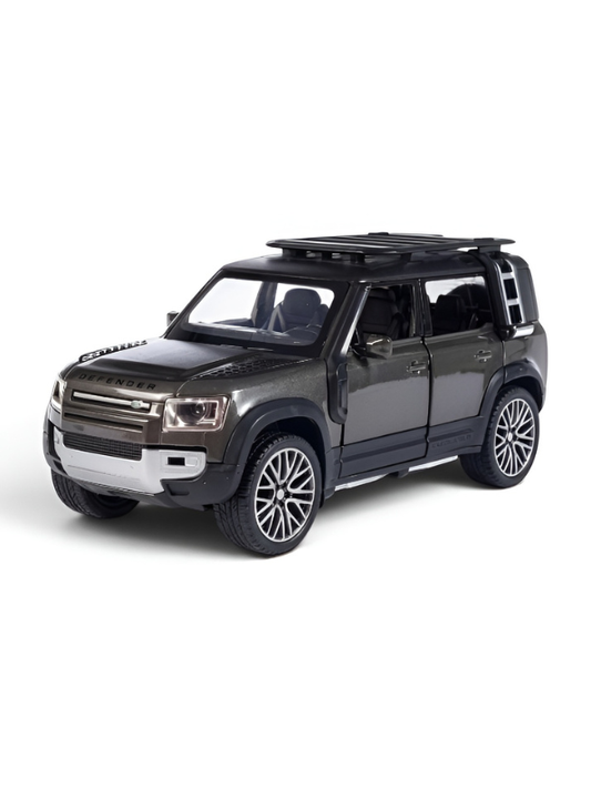 Land Rover Defender Diecast Model Car - Brown 1:32 Scale Replica in Metallic with Roof Rack LMI16728