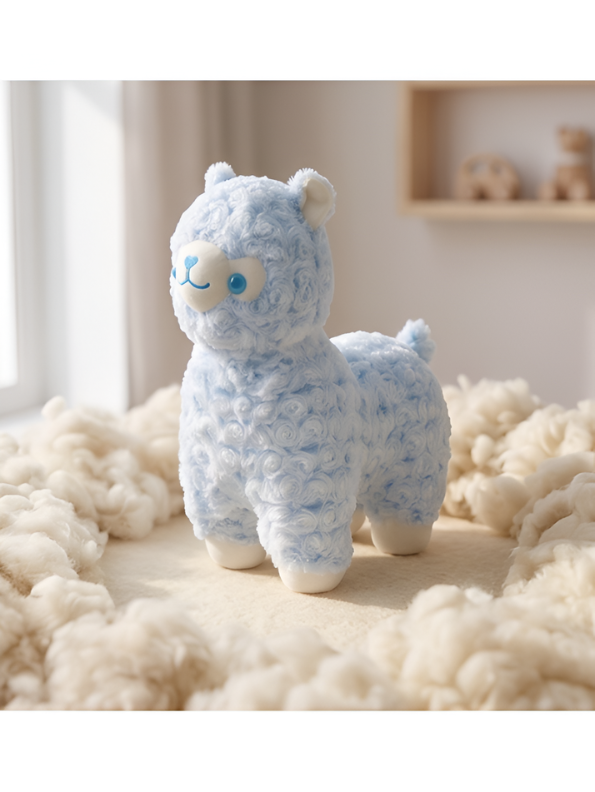 Alpaca Plush – Cute Light Blue 10 Inch Soft Rose-Texture Llama Stuffed Animal – Kawaii Gift for Kids & Nursery Decor ST16404