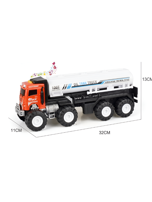 Premium Friction Powered Toy Oil Tanker – Simulated Heavy Duty Transport Truck with Interactive Lights & Music For Boys and Girls TV4471