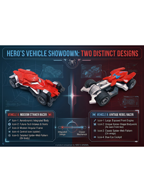 Spider-Man Alloy Model Toy Car 1:43 Scale – Modern Striker Racer with Aerodynamic Body, Battle-Grid Array, and Side Impact Armor – Red Die-Cast Superhero Vehicle for Kids 3+ TV7016