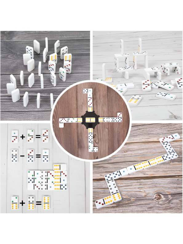 Double 6 Color Dot Dominoes Set with Zippered Carry Case – 91 Premium Tiles for Family Game Night, STEM Learning, and Travel
