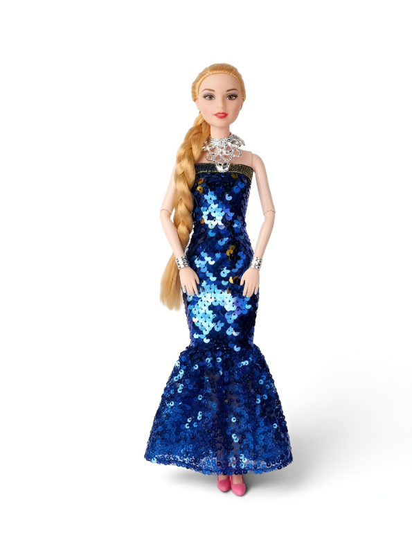 The Persian Beauty Fashion Doll Set (Blue) with Articulated Joints Moveable Head, Shoulders, Elbows, Wrists, Thighs & Knees | Includes Pink Sequin Gown, Tiara, Jewelry, and Miniature Toy Accessories for Girls Ages 3+ LMI12203