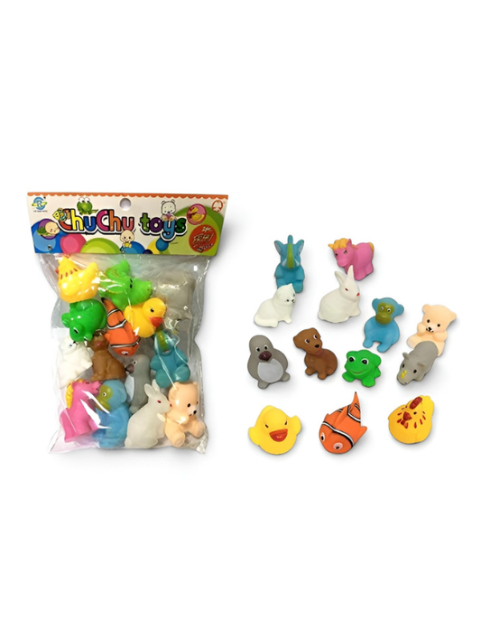 ChuChu Toys 13-Piece Animal Bath Toy Set - Soft Rubber Squeeze Squirters for Toddlers & Infants - Sensory Water Play Toys for Bathtub & Pool  TV3306