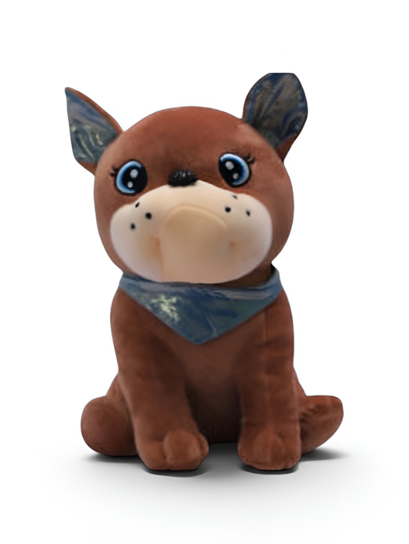 Adorable Brown Bulldog Soft Plushie – 8 Inch Stuffed Puppy Dog Toy with Decorative Neck Bandana, Cute Room Decor and Gift ST16395