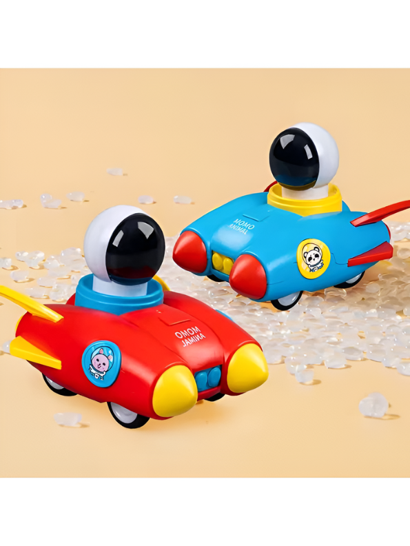 4-Pack Astronaut Spaceship Pull Back Toy Cars – Friction Powered Rocket Ships for Toddlers – Space Explorer Vehicle Playset with Panda & Animal Pilot Graphics – Early Learning Preschool Toys for Boys & Girls TV1180