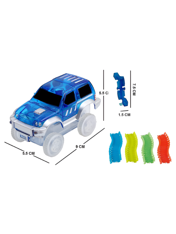 Magic Tracks 264-Piece Speedway Glow in the Dark Race Track Set – Flexible Bendable Track with 2 Mega Loops and LED Toy Car – STEM Building Toy for Kids Ages 3+ TV2270