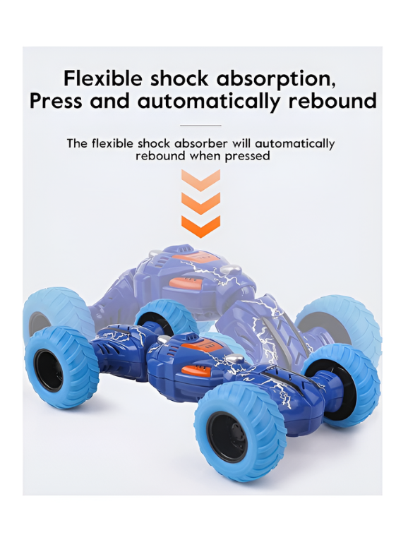High-Speed RC Stunt Car for Kids - 360° Rotating Double-Sided Flip Off-Road Vehicle, 2.4GHz Remote Control Crawler Toy with All-Terrain Tires, Blue & Light Blue TV2053