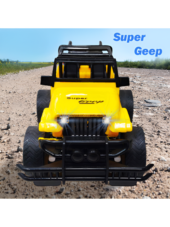 Yellow Remote Control Off-Road Jeep for Kids with Steering Wheel Controller, 1:16 Scale Electric Monster Truck, Rechargeable Battery Powered RC Toy Car, All-Terrain Hobby Vehicle for Boys & Girls TV6850