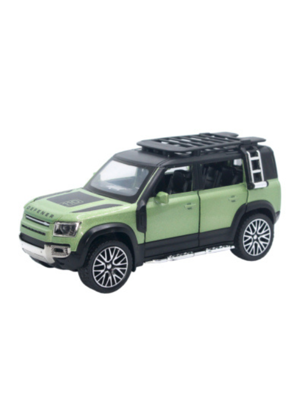 Land Rover Defender Diecast Model Car - Green 1:32 Scale Replica in Metallic with Roof Rack LMI16728
