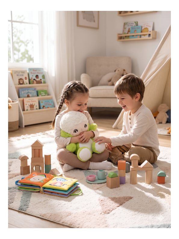 Cute Plush Doll in Green Costume 10-Inch - Soft Stuffed Lamb Toy for Kids, Toddlers, and Nursery Decor - Kawaii Cuddly Companion for Boys and Girls ST16403