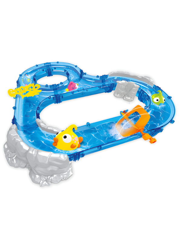 Ocean Track Park Water Table Toy for Kids – 69-Piece Interactive Waterway Set with Floating Sea Creatures, Fishing Net, and Bridge – Summer Outdoor & Indoor Sensory Play for Toddlers 3+ TV1655