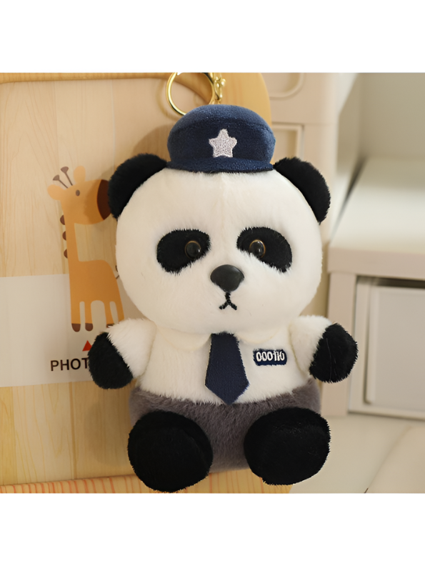 Police Panda Plush Toy Adorable 10-Inch Soft Stuffed Animal Panda in Uniform with Hat & Tie - Cute Hero Panda Huggable Pillow, Gift for Kids ST15749