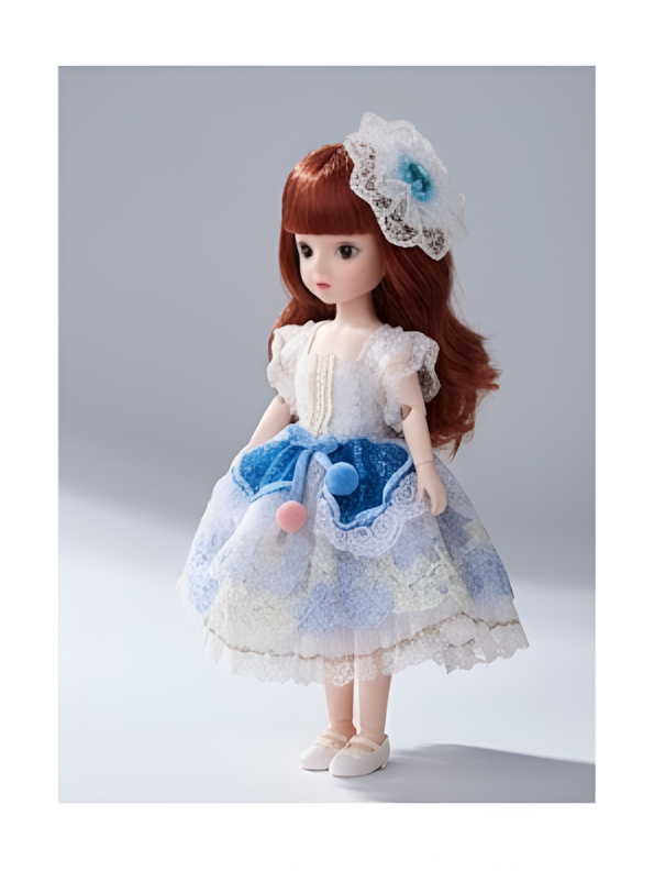 Beautiful Blue Fairy Princess Fashion Doll Set with Articulated Joints, Luxury Embroidered Dress, Floral Tiara, and Handbag – Elegant Toy Gift for Girls LMI10447