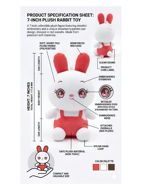 Bunny Plush Toy for Toddlers – Adorable 7" Premium Soft Stuffed Animal Rabbit in Pink Outfits Perfect Gift for Toddlers and Kids ST16518