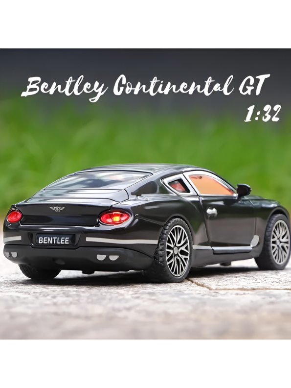 Bentley Continental GT Black  1:32 Scale Die-Cast Luxury Replica - High-Fidelity Sound & LED Headlights - Pull-Back Action Collectible Toy Car LMI15654