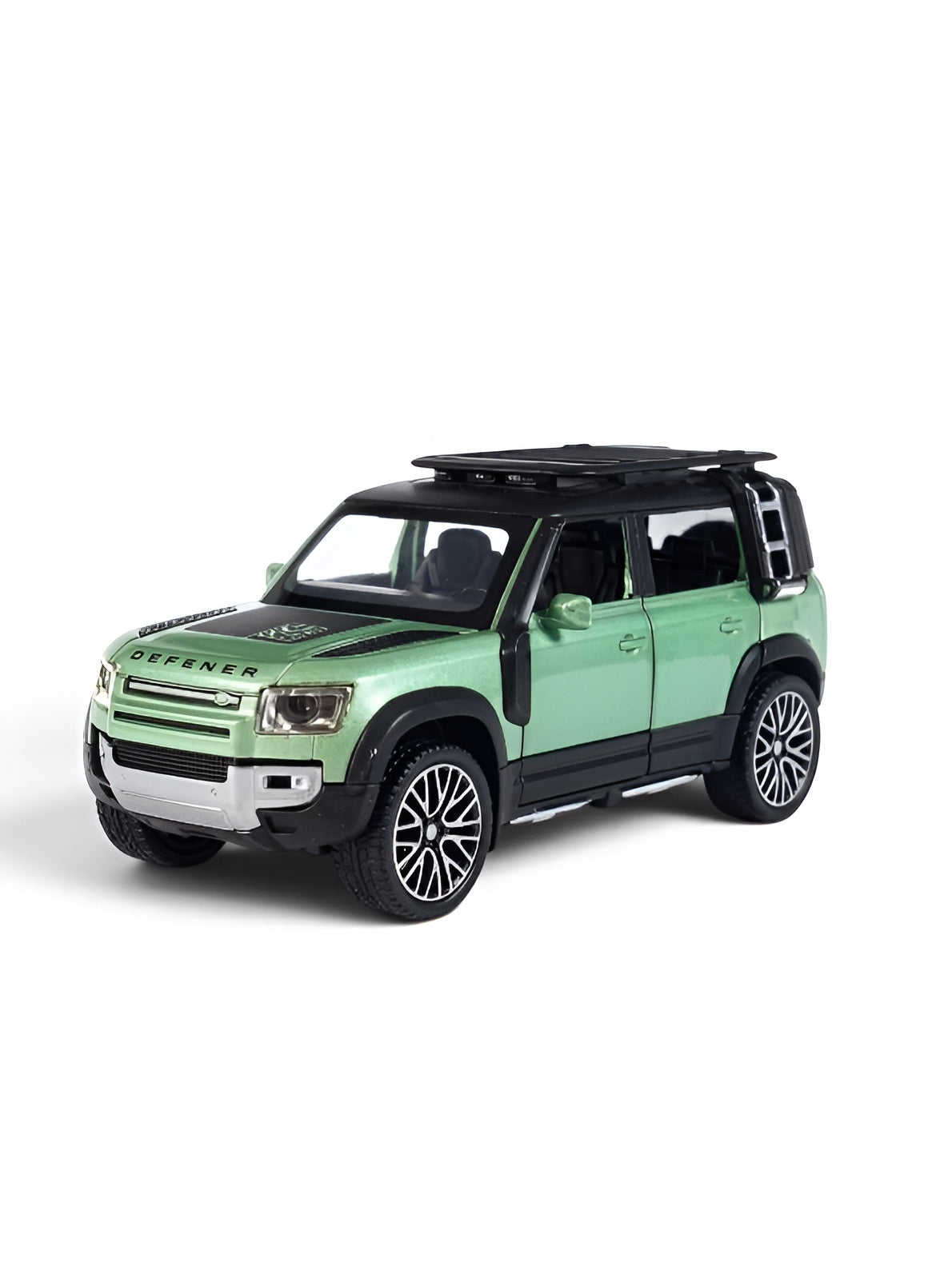 Land Rover Defender Diecast Model Car - Green 1:32 Scale Replica in Metallic with Roof Rack LMI16728
