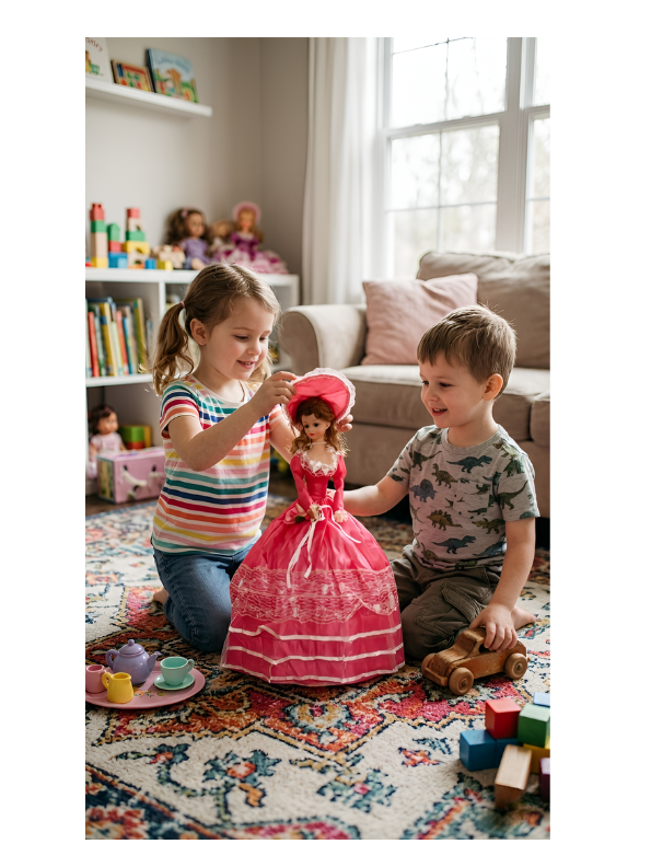 Angel Girl Musical Doll - 24-Inch Victorian Style Fashion Doll in Red & Gold Lace Gown TV724