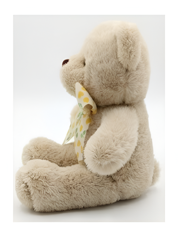 Teddy Bear Stuffed Animal - Soft Brown 8 Inch Cute Plush Toy with Heart-Patterned Ribbon & Pinecone Detailing, Perfect Winter & Holiday Gift ST16464