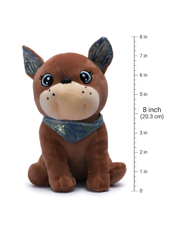 Adorable Brown Bulldog Soft Plushie – 8 Inch Stuffed Puppy Dog Toy with Decorative Neck Bandana, Cute Room Decor and Gift ST16395