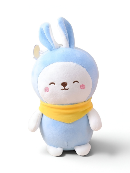 Soft Blue Rabbit Stuffed Toy (10 Inches) - Features Cuddly Design, Yellow Scarf, and Heart-Shaped Nose - Durable, BIS Certified Safe Plush for Toddlers and Kids ST11127