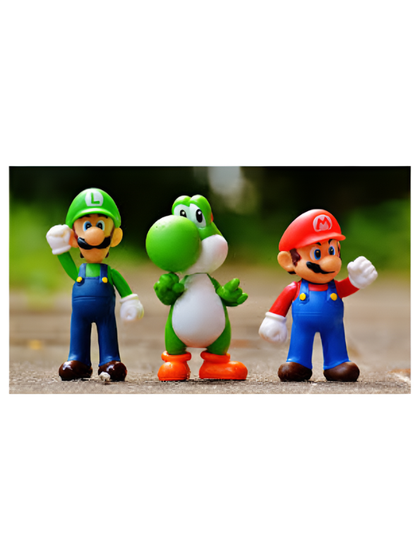 Super Mario Action Figure 3-Pack - Includes Fire Mario, Yoshi, and Classic Mario Toys - 4" Collectible Figures TV1183