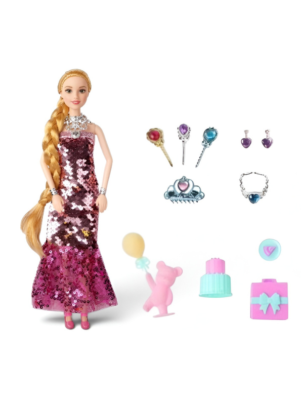 The Persian Beauty Fashion Doll Set (Pink) with Articulated Joints Moveable Head, Shoulders, Elbows, Wrists, Thighs & Knees | Includes Pink Sequin Gown, Tiara, Jewelry, and Miniature Toy Accessories for Girls Ages 3+ LMI12203