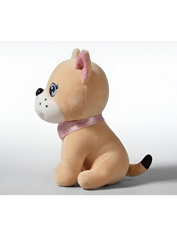 Adorable Beige Bulldog Soft Plushie – 8 Inch Stuffed Puppy Dog Toy with Decorative Neck Bandana, Cute Room Decor and Gift ST16395