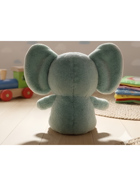 Adorable Elephant Plush Toy – 10 Inch Soft Muted Green Stuffed Elephant with Big Pink Ears, Fluffy Animal Cushioned Toy for Toddlers and Newborns ST14451