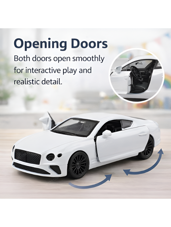 Bentley Continental GT 1:32 Scale Die-Cast Luxury Replica - High-Fidelity Sound & LED Headlights - Pull-Back Action Collectible Toy Car LMI15654