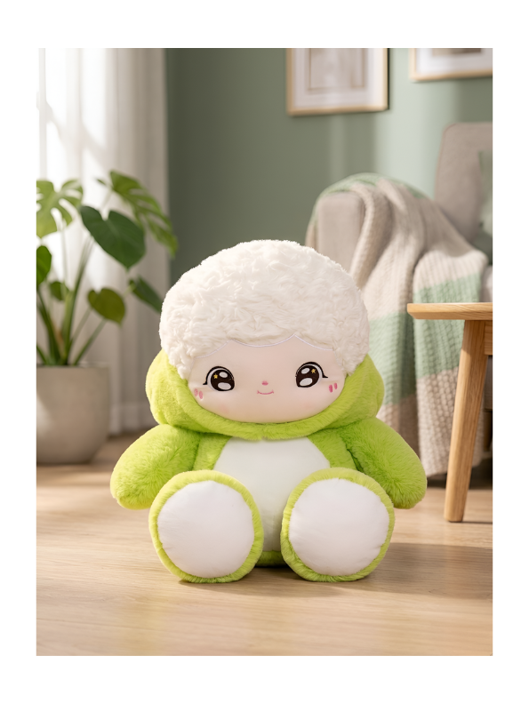 Cute Plush Doll in Green Costume 10-Inch - Soft Stuffed Lamb Toy for Kids, Toddlers, and Nursery Decor - Kawaii Cuddly Companion for Boys and Girls ST16403