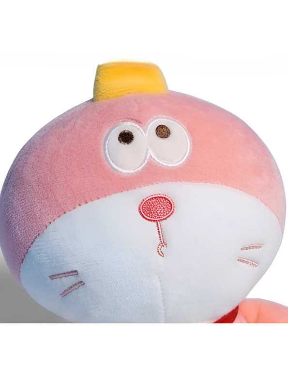 Cute Pink Doraemon Plush Toy 7-Inch Soft Anime Cartoon Stuffed Animal Doll with Party Hat | Adorable Cat Plushie Gift for Kids ST11446