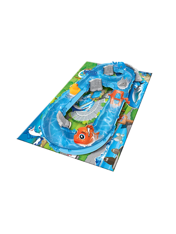 Ocean Track Park Water Playset for Toddlers – 93 Pcs DIY Construction Track with Marine Animals  "Enjoy Summer" Outdoor and Indoor Water Toy Set for Kids TV1656