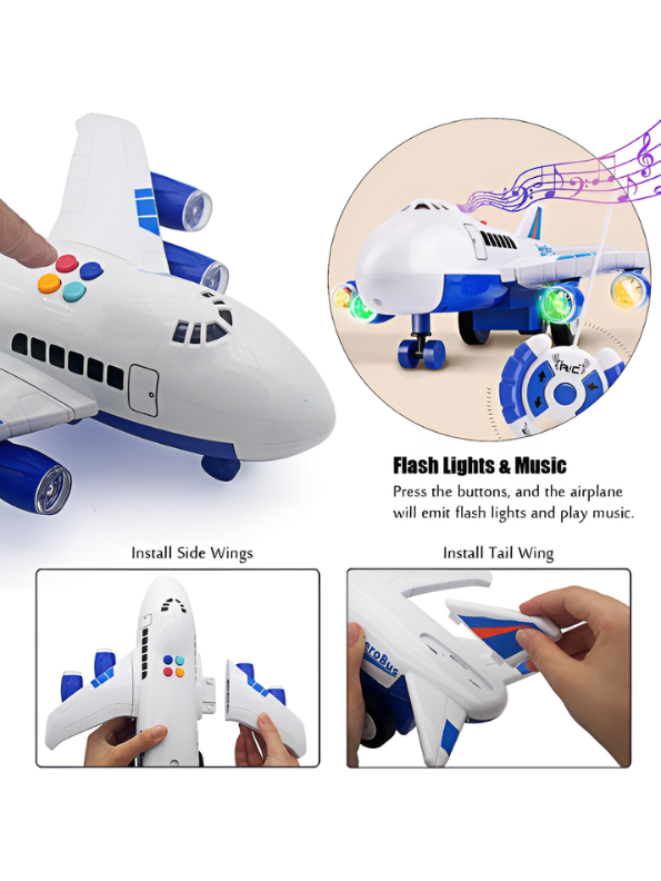 Large RC AeroBus Airliner Toy - My First Remote Control Airplane for Toddlers - Interactive Musical Aviation Set with LED Lights - Creative Birthday Gift for Aspiring Pilots and Kids TV1821
