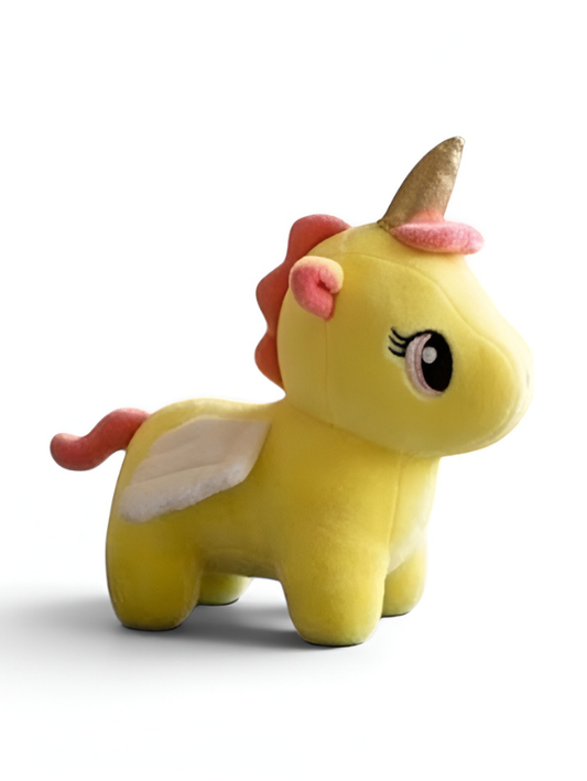 Soft Yellow Unicorn Plush Toy with Golden Horn and Wings 7-Inch Cute Stuffed Pegasus Animal for Kids, Perfect Gift for Girls ST16561