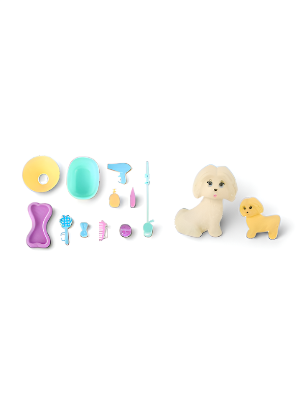 Doll with Pet Shop Grooming Set for Girls Fashion Doll with Golden Hair, 2 Toy Dogs, and 11 Bathing & Feeding Accessories Pretend Play Toys Set for Kids Ages 3+ LMI12737